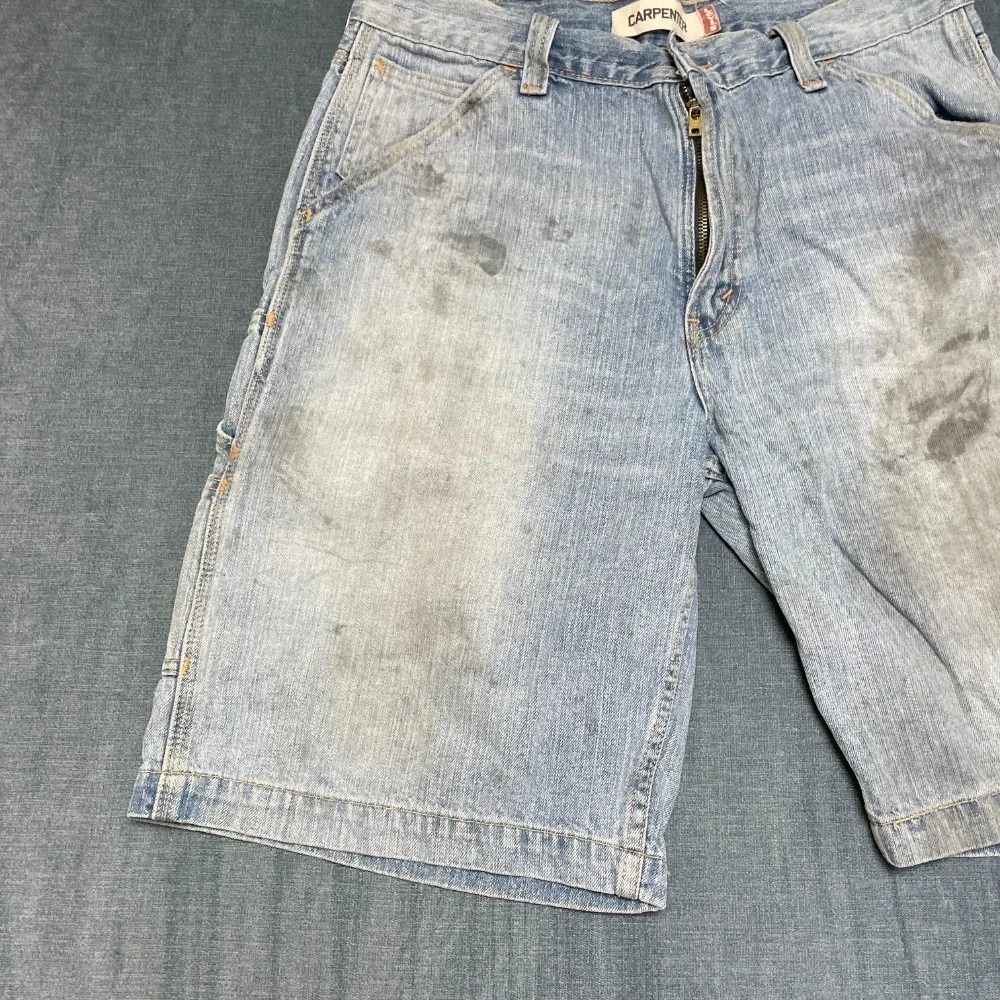 Levi's Carpenter Shorts Mens 35 Blue Denim Straight Leg Workwear Mid Rise Summer